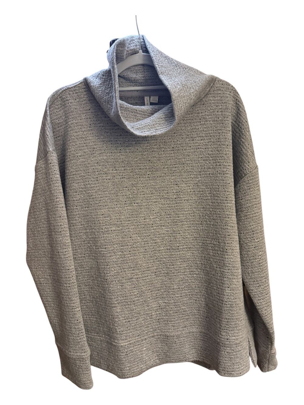 Live Well Designs Women’s L Gray Cowl Neck Soft Knit Pullover Side Slit